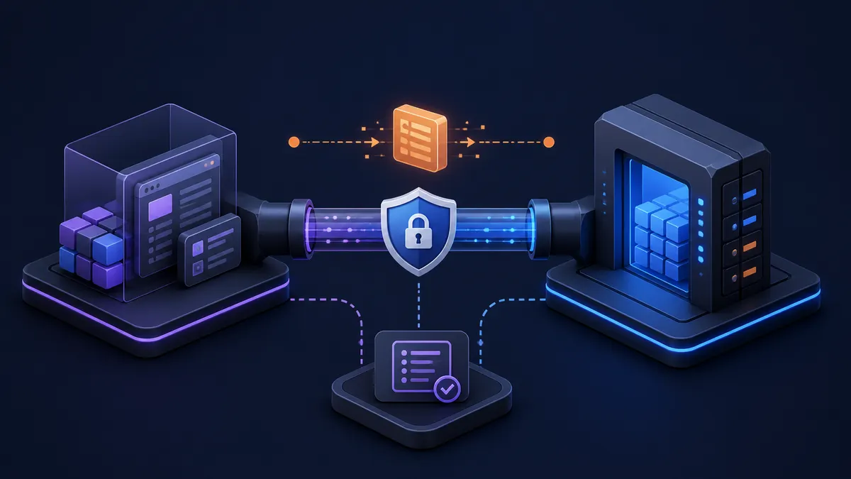 Abstract secured API connection between application and broker gateway modules.