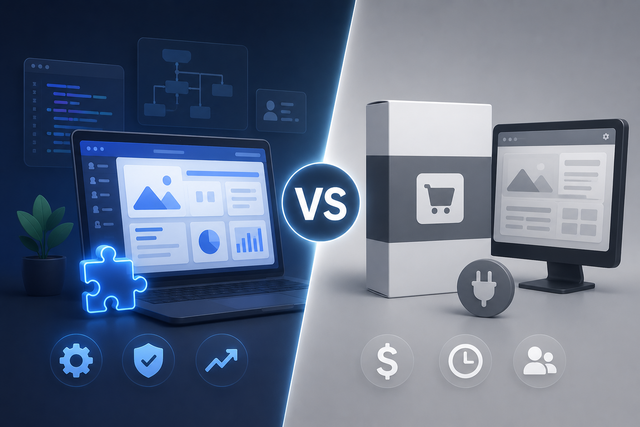Custom Web App vs Off-the-Shelf Software: How to Choose for Your Business guide illustration