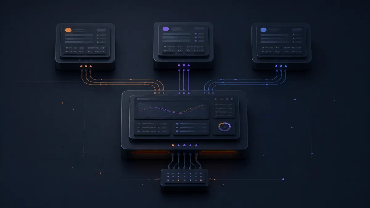 Abstract exchange connectors flowing into a central execution and monitoring system.