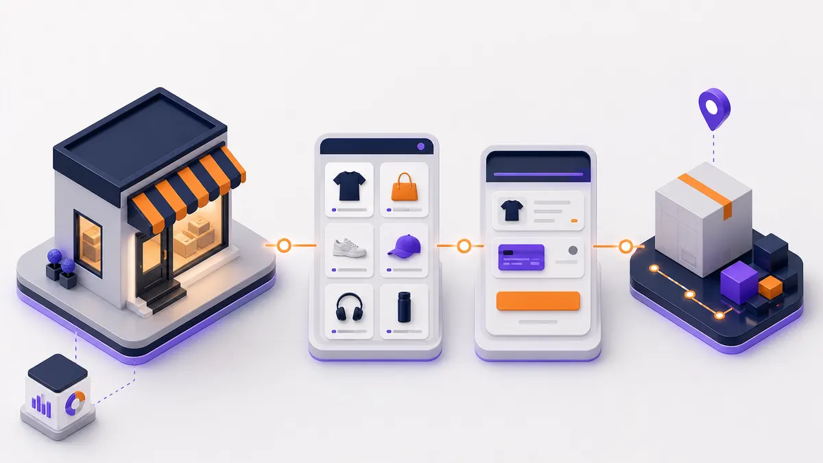 Abstract storefront, catalogue, checkout, and fulfilment workflow modules.