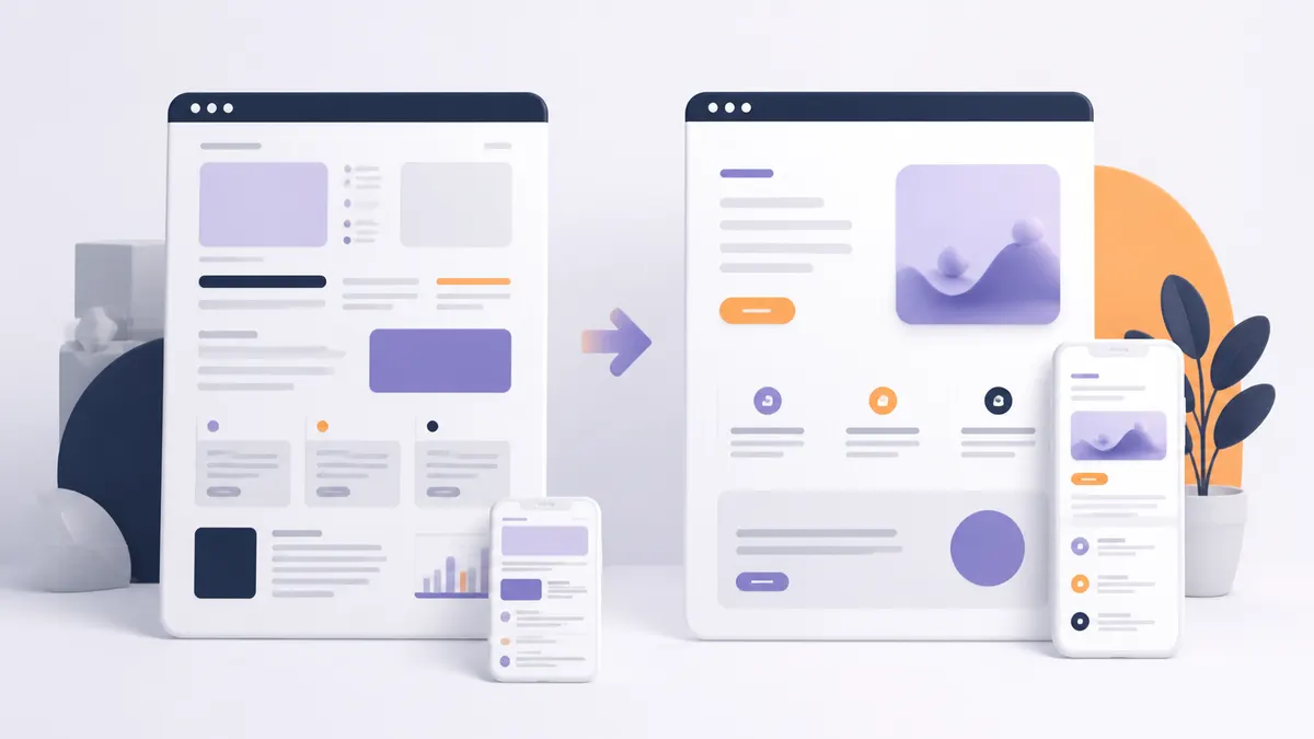 Abstract responsive website layouts arranged for a design decision.